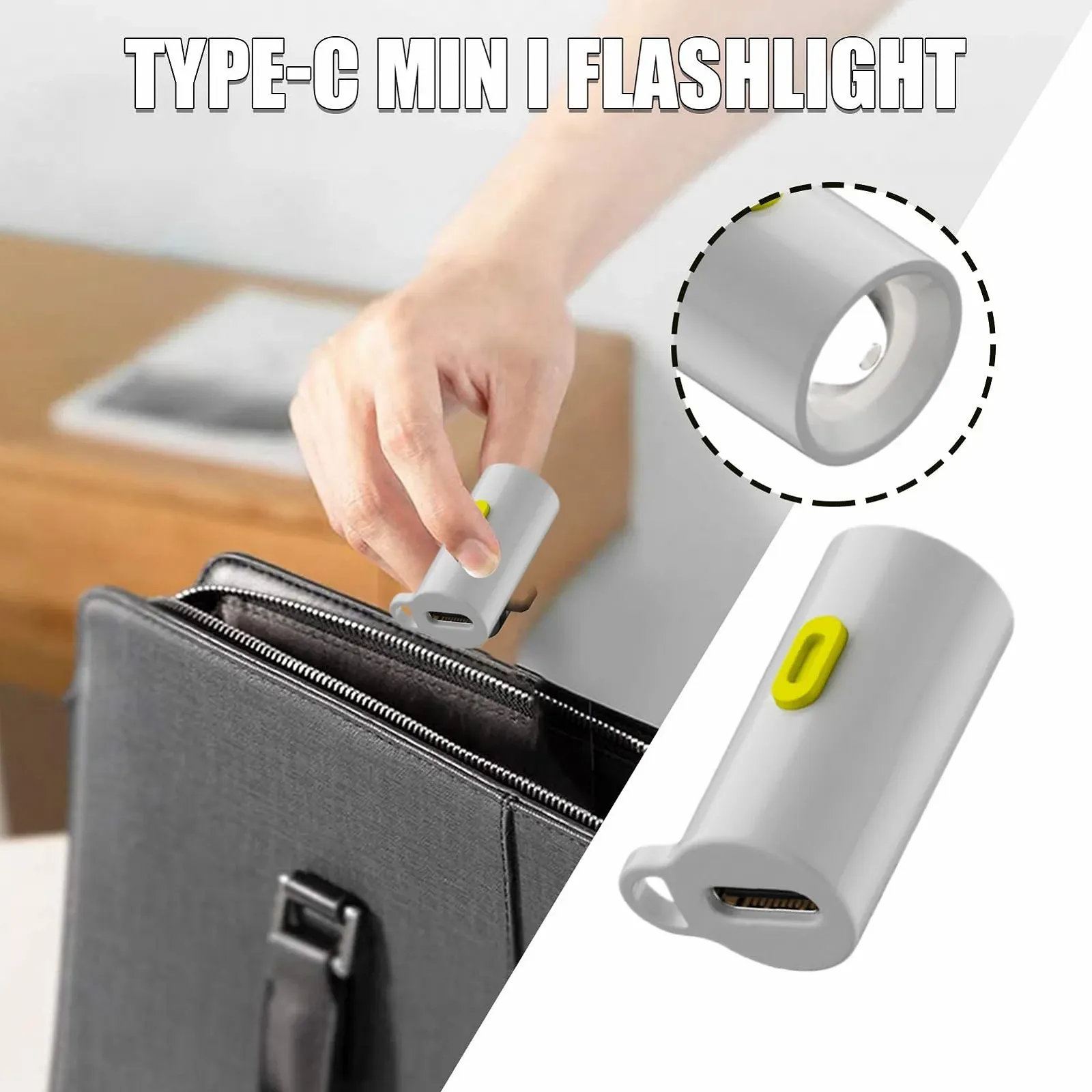 Міні-ліхтарик LED, висока яскравість, Type-C, перезаряджається, компактний, фото №2