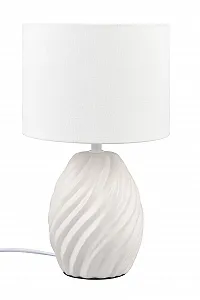 Настільна лампа Reality Leuchten Melva R51771031 керамічна основа матовий білий тканинний абажур без 1x E14 - Фото 1