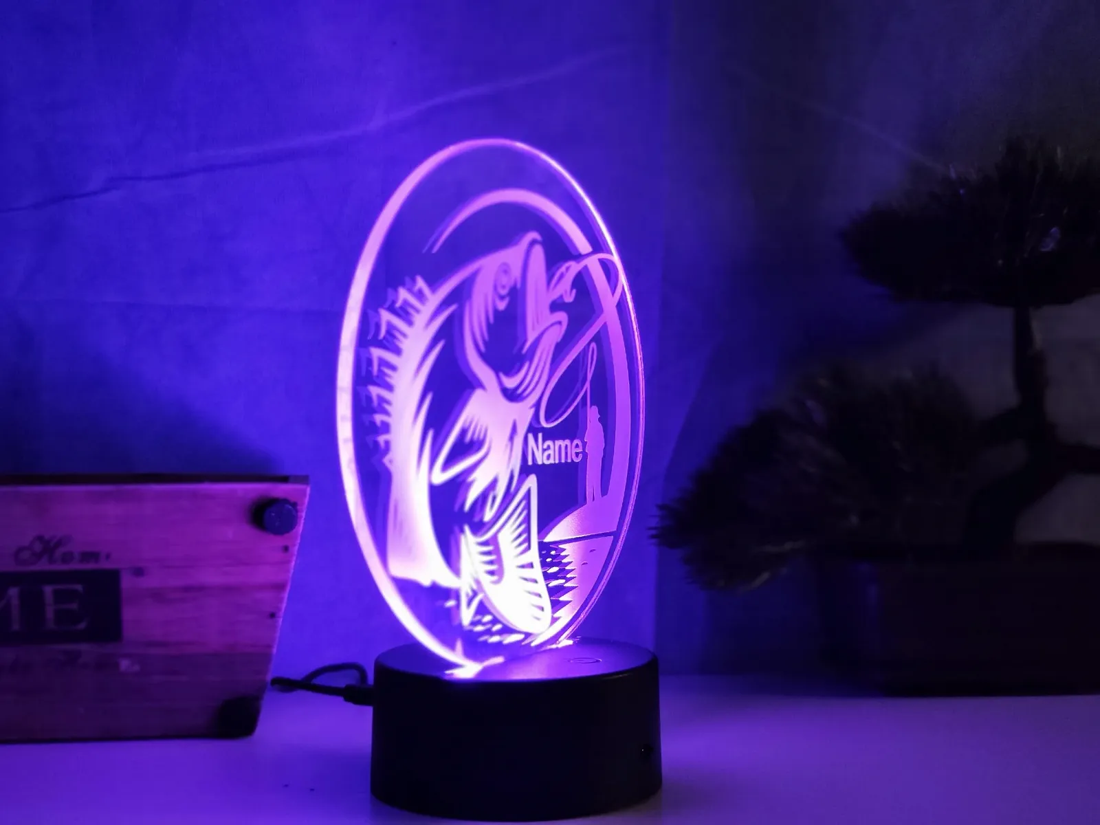 Настольная светодиодная лампа Рыбалка Персонализированная, фото №6