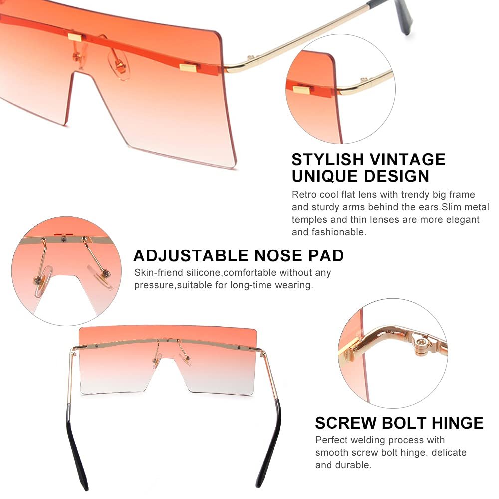 Сонцезахисні окуляри Квадратні Без оправи OuShiun Модні Ретро Плоский верх, фото №3