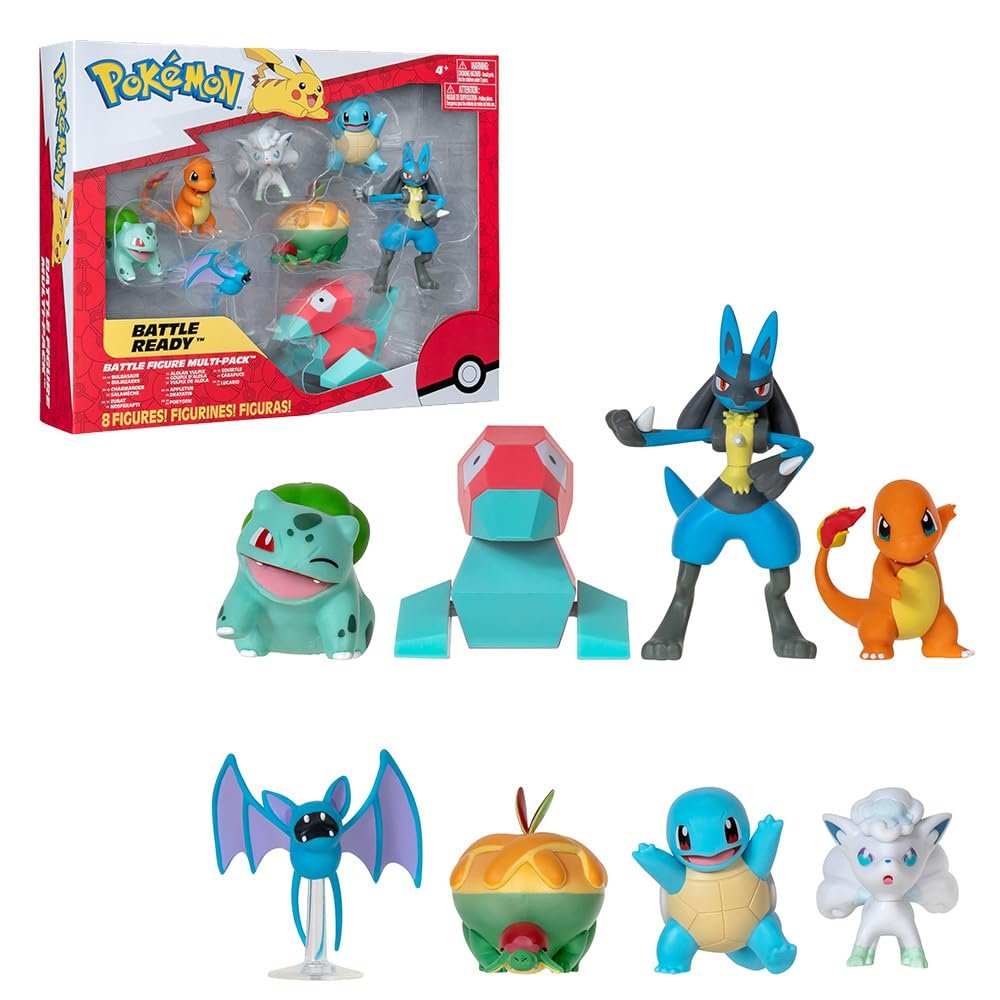 Фігурки Bandai Pokémon Bisasam Glumanda Schiggy Nosferapti Goupix d'Alola Dratatin Porygon Lucario, 5-8 см, 8 шт., фото №1