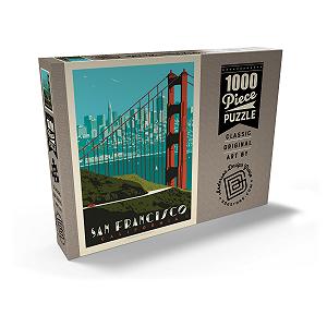 Пазл MyPuzzle Special Collection San Francisco: Golden Gate Bridge Skyline, Vintage Poster 1000 элементов - Фото 1