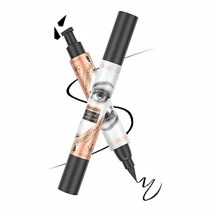 Підводка для очей з двома наконечниками, рідка, стійка, водостійка, не розмазується, для ідеального макіяжу "котяче око" для всіх форм очей - Фото 1