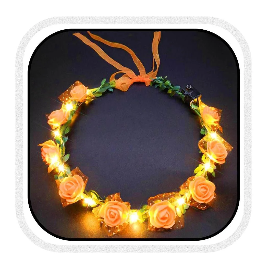 Вінок для волосся Квітка Світлодіодний Вінок Помаранчевий, фото №1 Вінок для волосся Квітка Світлодіодний Вінок Помаранчевий, фото №1