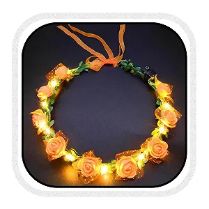 Венок для волос Цветок Светодиодный Венок Оранжевый - Фото 1