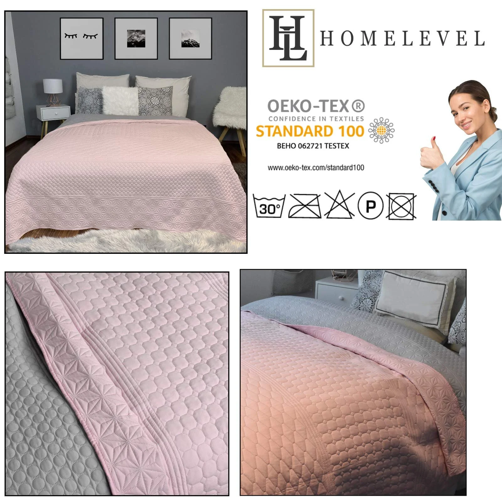 Покривало Homelevel 240 см x 220 см та 220 см x 200 см, фото №4