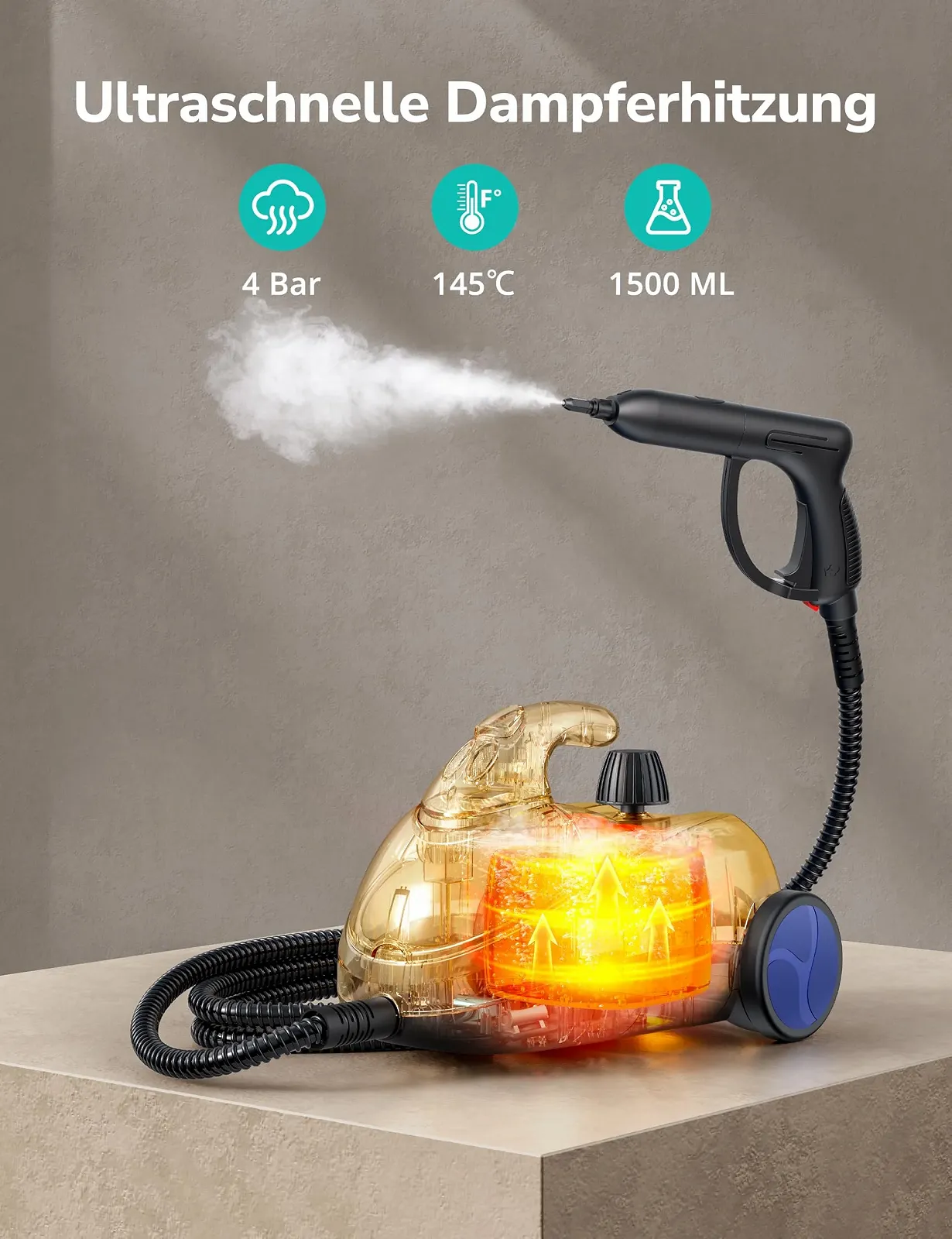 Пароочисник Aspiron 2000 Вт 4 бар 1.5 л для авто та дому, фото №2 Пароочисник Aspiron 2000 Вт 4 бар 1.5 л для авто та дому, фото №2