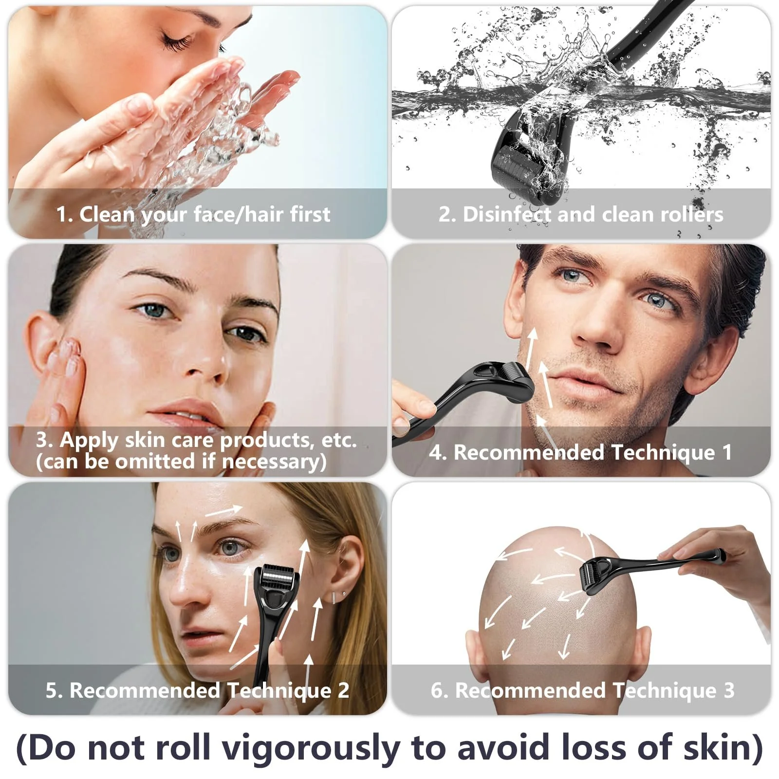 Ролик для бороди GeeRic 0.3 мм, мікроголковий ролик для обличчя та тіла, фото №4