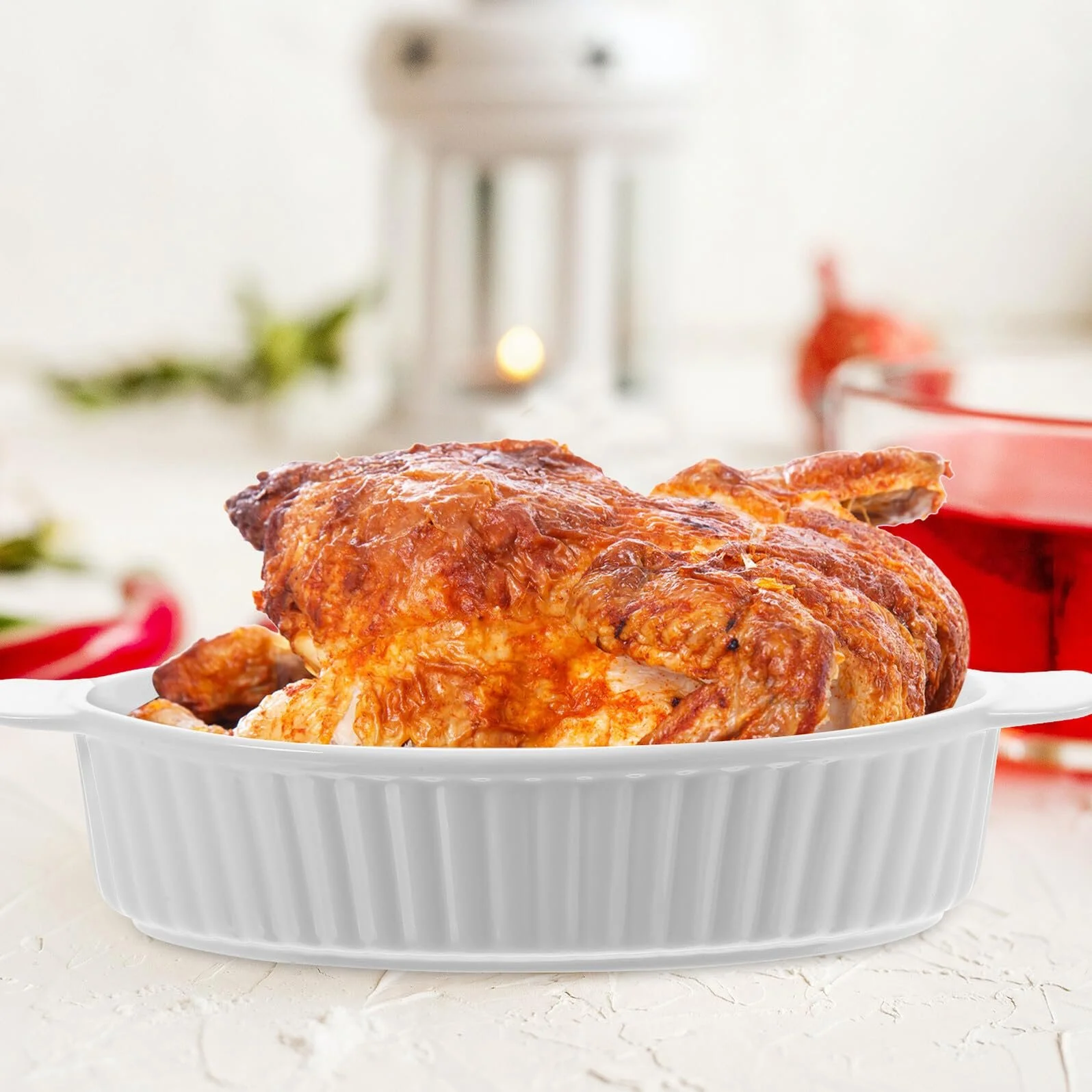 Керамічна форма для запікання овальна з двома ручками термостійка для духовки та посудомийної машини, фото №9