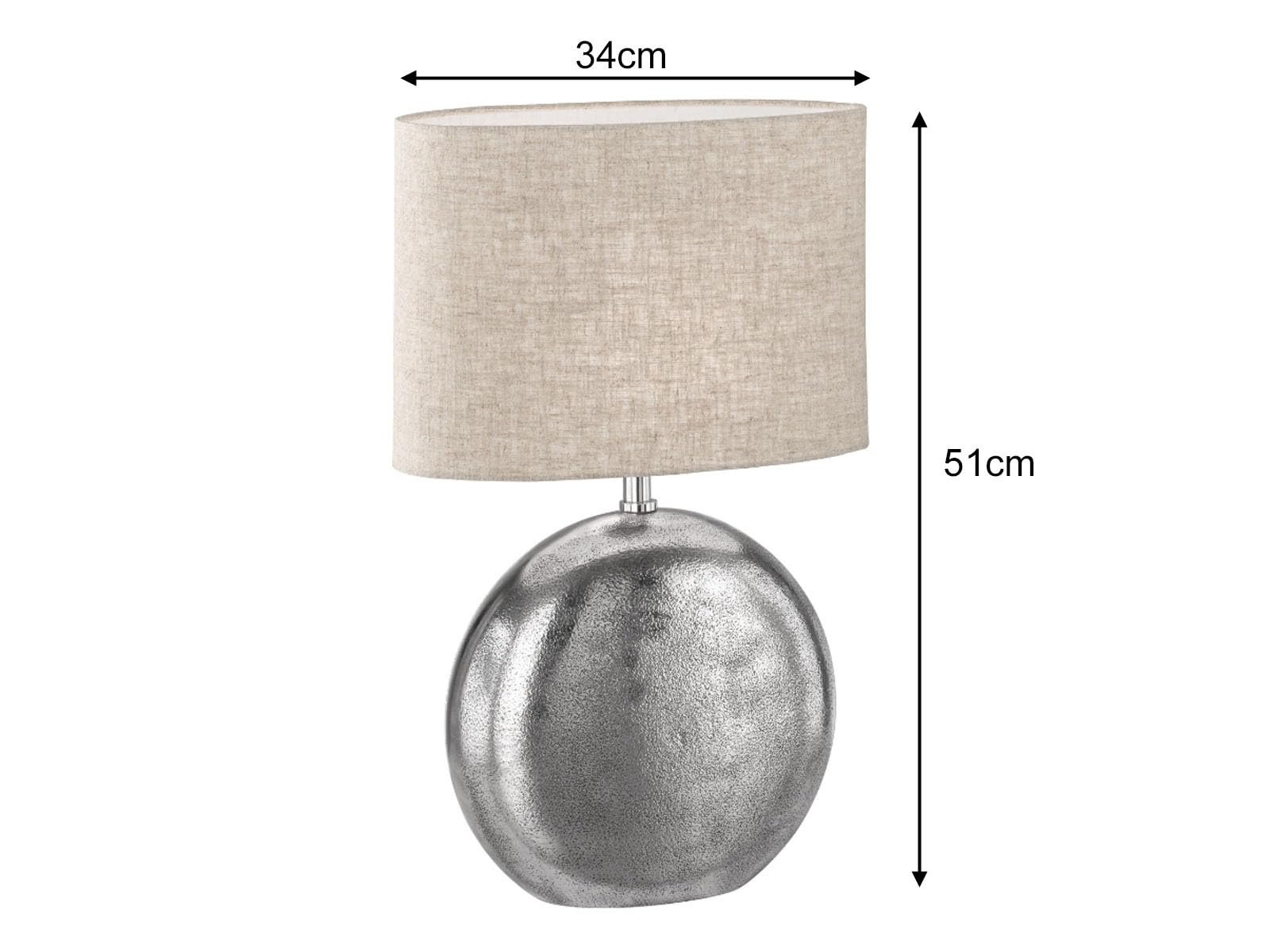 Настільна лампа Metal Base Linen Shade E27 7 Вт 806 лм 53 см Античне срібло Бежева, фото №4