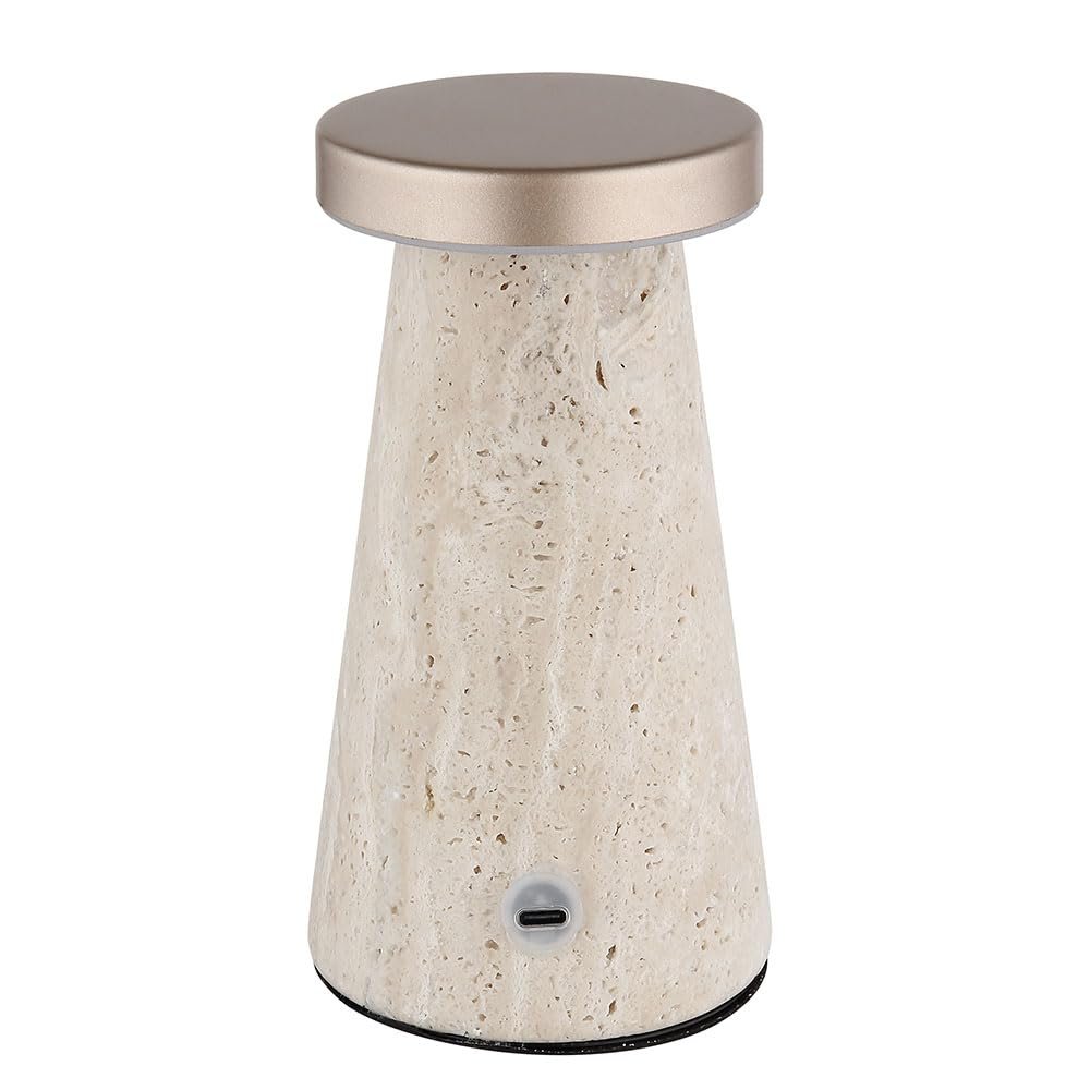 Настольная лампа GLOBO LED Аккумуляторная Сенсорная Камень Травертин CCT 1.2 Вт 138 лм 9x16 см Капучино, фото №7