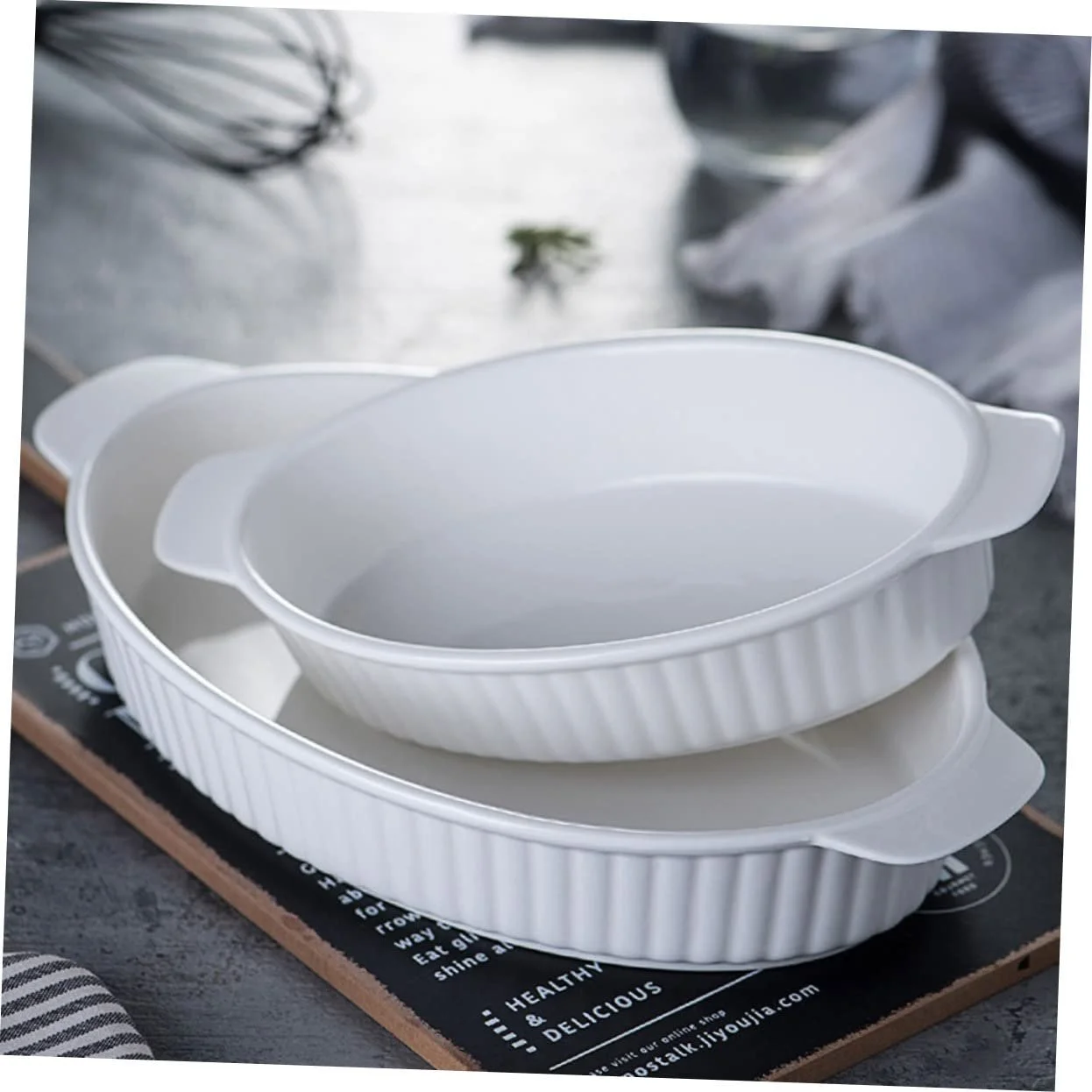 Форма для запекания IMIKEYA Керамическая с двумя ручками Термостойкая, фото №4