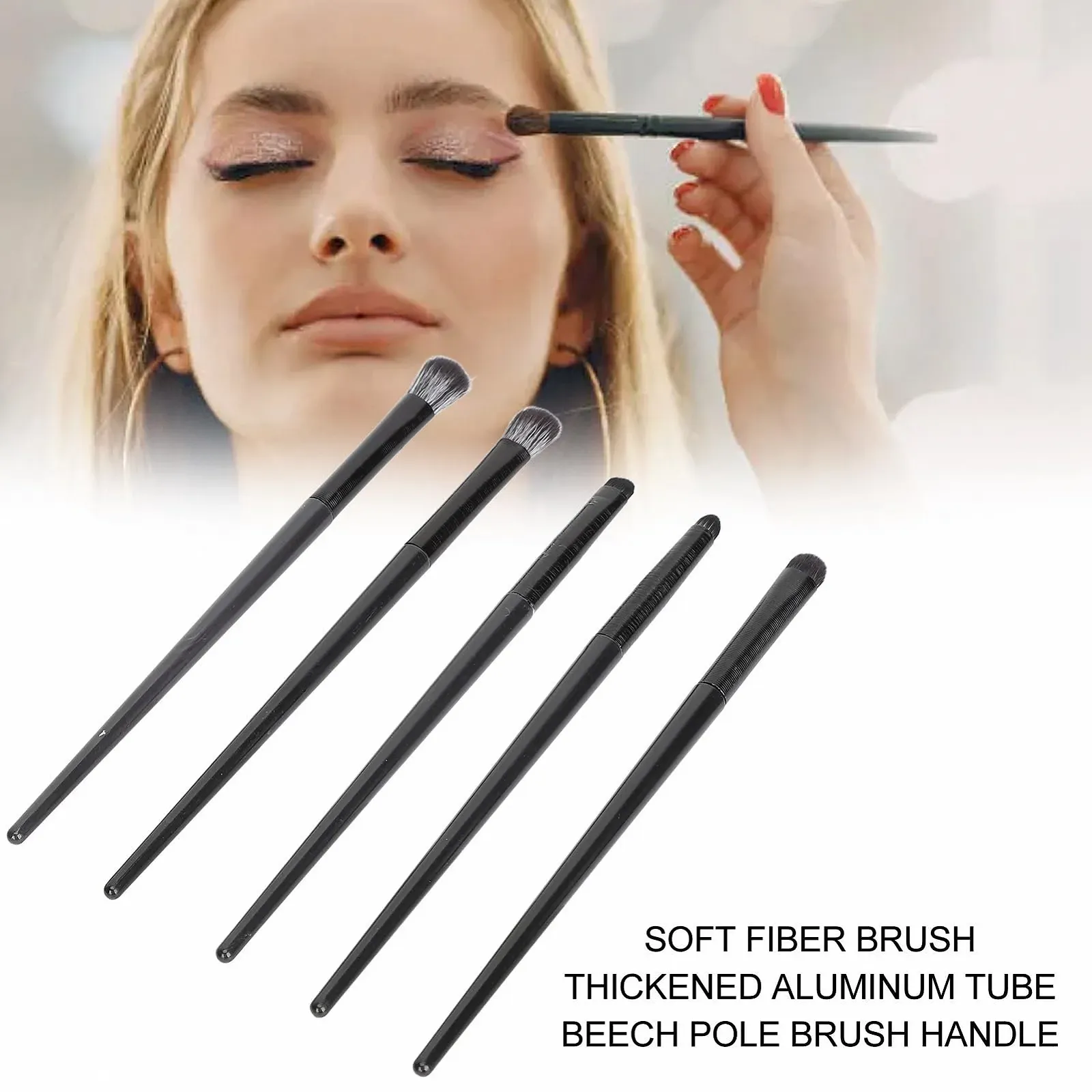 Пензлі для макіяжу очей Кутовий, Набір з 5 штук, фото №3