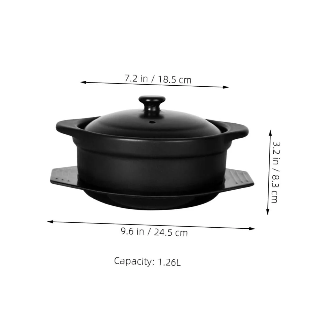 Кастрюля SOLUSTRE Casserole Pot керамическая с крышкой и двойной ручкой, фото №2