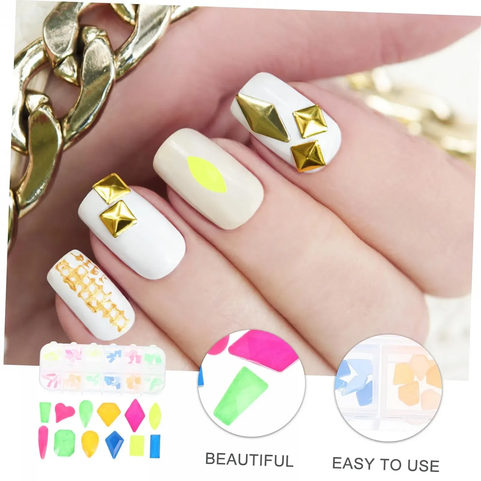 Стразы для ногтей COHEALI Набор 12 отделений Металлические прочные Аксессуары для ногтей для домашнего салона DIY Ногтевой дизайн для вечеринок и рукоделия, фото №2