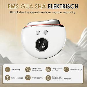 EMS Гуа Ша Масажер для обличчя Електричний LED Синій, Зелений та Червоний Колірна терапія 4 Режими Нагрівання 9 Рівнів інтенсивності Підтяжка обличчя Антивіковий synthetic.ua - Фото 1
