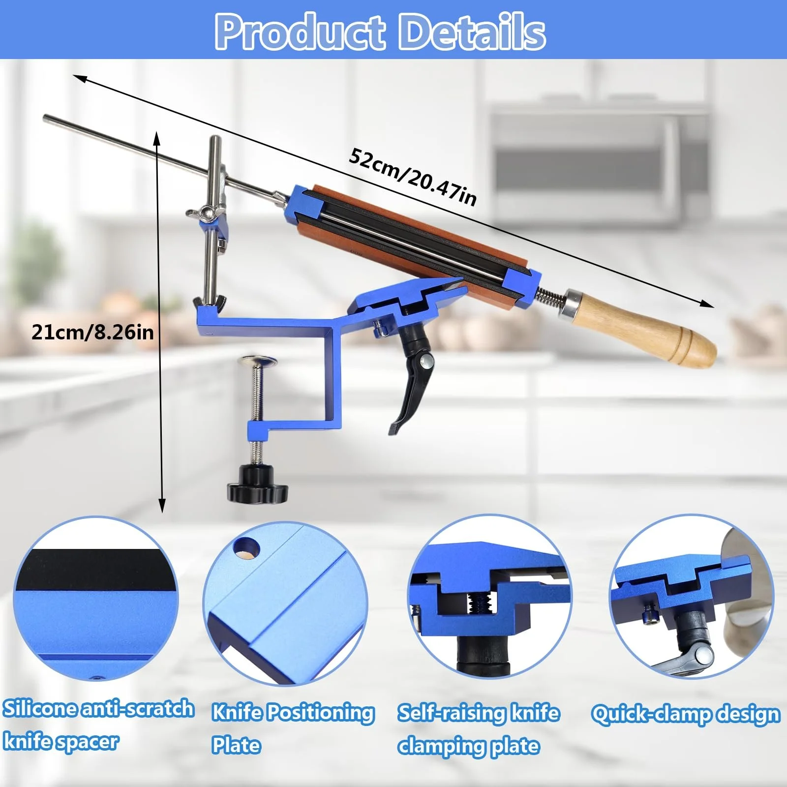 Точило для ножів професійна з фіксованим кутом та 6 каменями 120-3000 Grit, фото №2