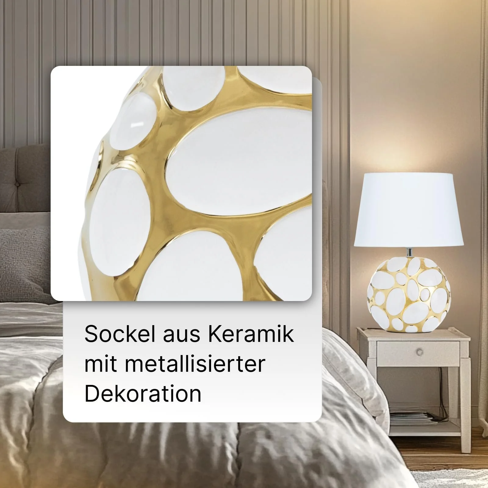 Настільна лампа ARTE LAMP Poppy LED з текстильним абажуром Хром/Білий, фото №4