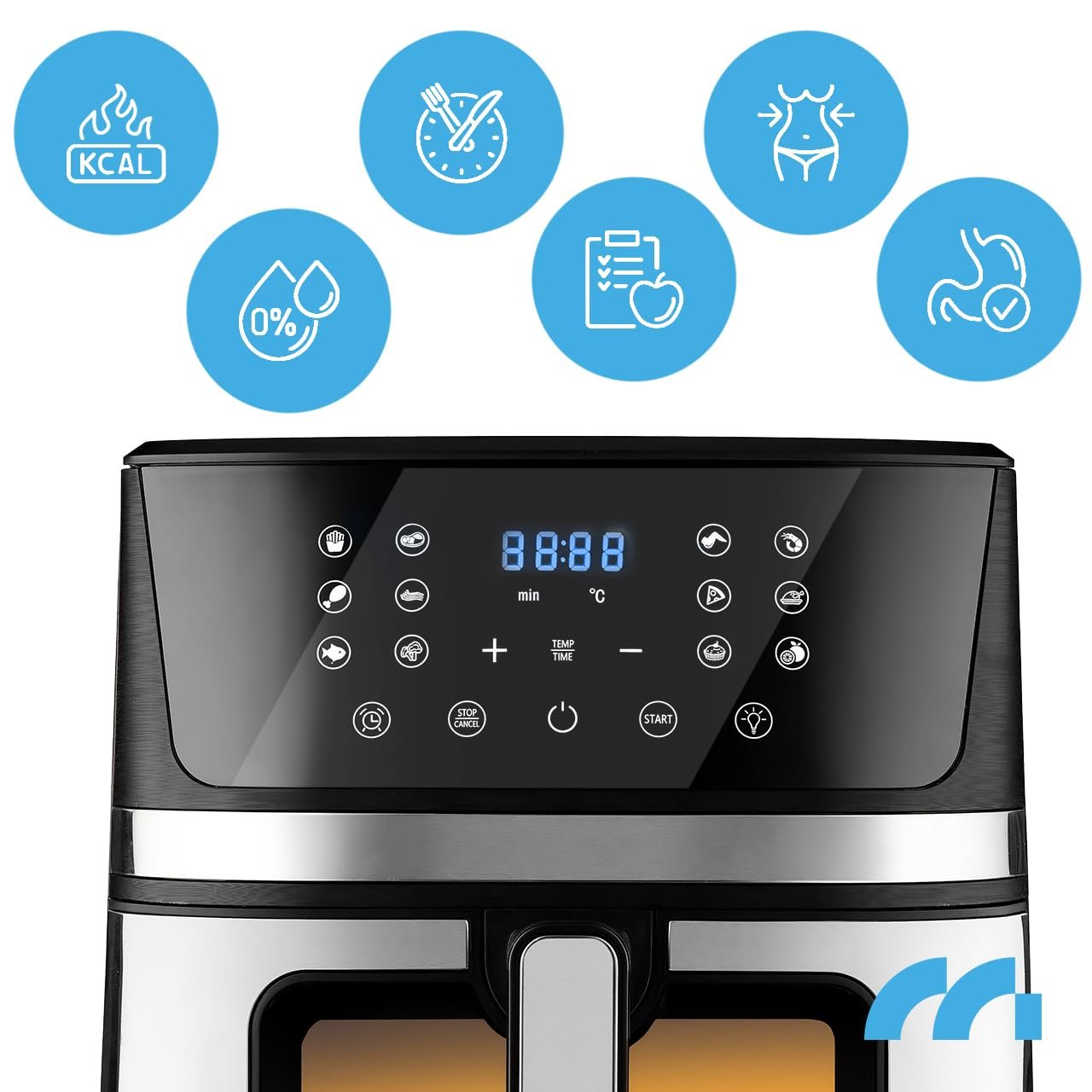 Мультипіч MalTec AirFryer1800W-7L 7 л 12 програм LED-екран Чорний, фото №6 Мультипіч MalTec AirFryer1800W-7L 7 л 12 програм LED-екран Чорний, фото №6