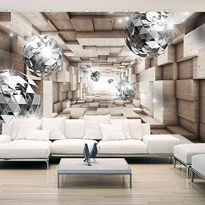 Фотообои флизелиновые murando Wooden Tunnel Ball 3D эффект 400 x 280 см XXL synthetic.ua - Фото 1