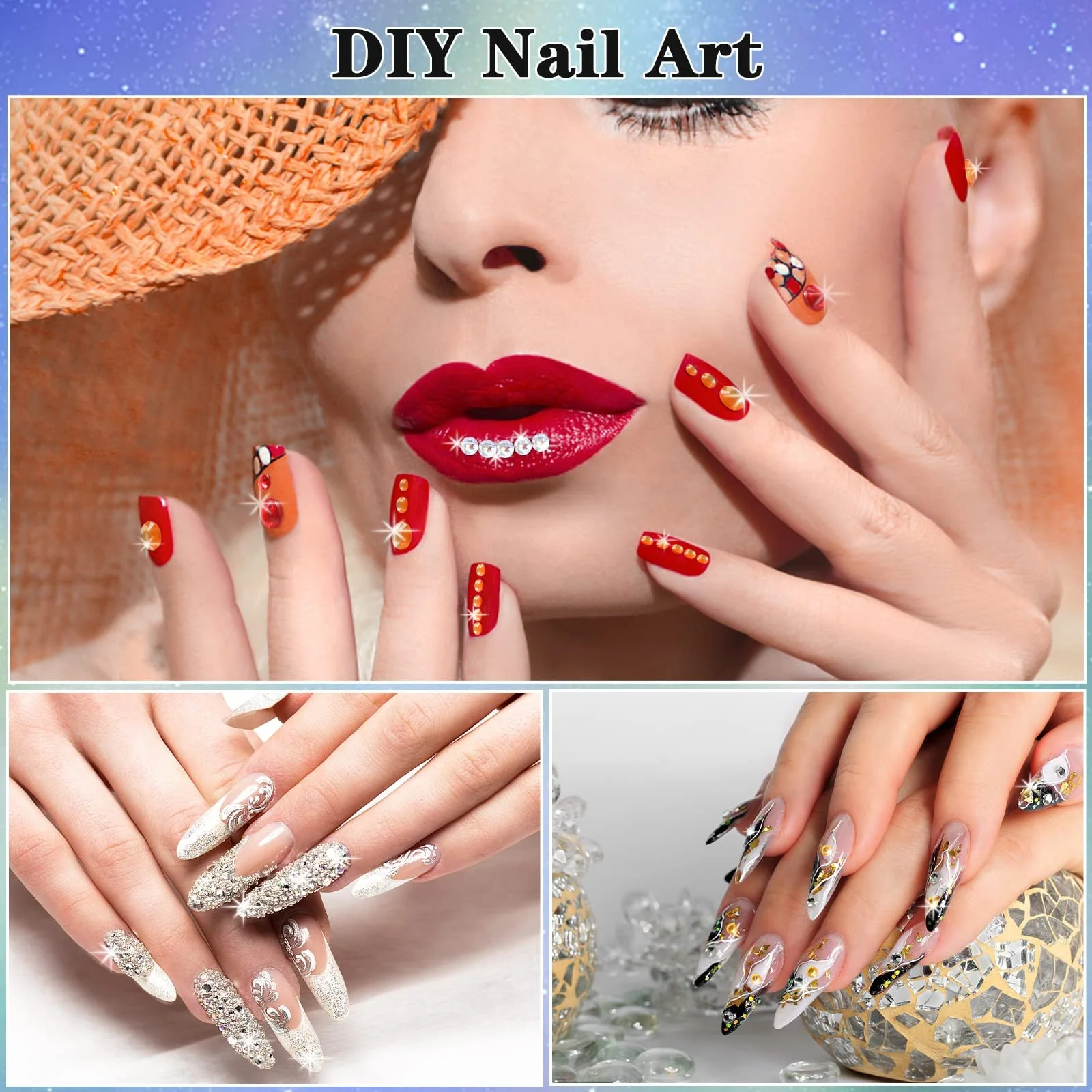 Стразы Блестящие для Лица, 14 Листов Самоклеящихся Блестящих Страз для Лица, Стразы для Наклеивания, Стразы для Макияжа Лица, Маникюра и Аксессуаров для Фестивалей, Многоцветные, 2310 шт, фото №6