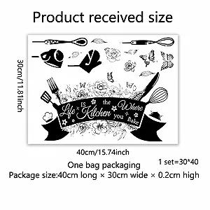 Наклейка на стіну Кухонна Столові прибори Метелики Квіти Чорний, M1 synthetic.ua - Фото 1