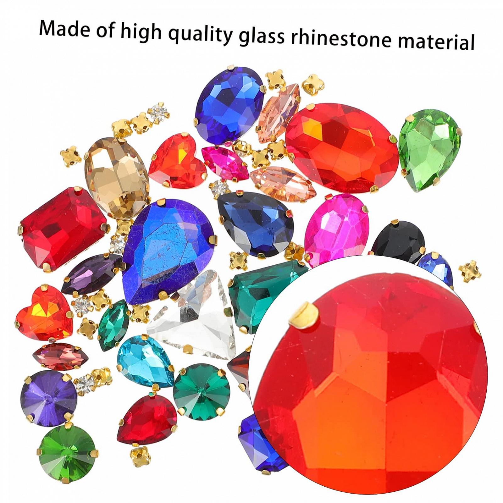 Стразы Operitacx Набор Блестящие Стразы для ювелирных изделий, пришивные камни в оправе, различные формы для одежды, свадебных украшений и поделок, фото №7