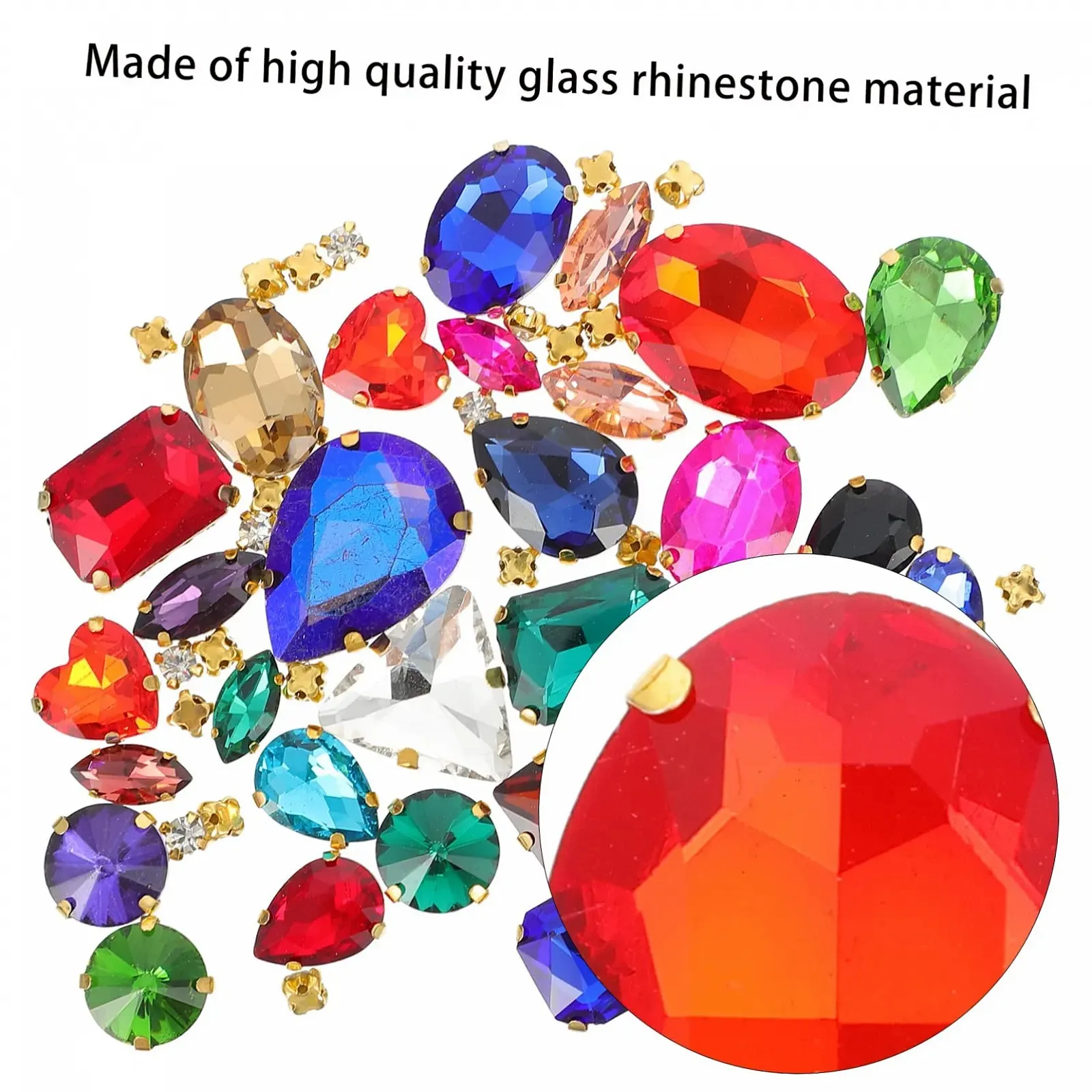 Стрази Operitacx Набір Блискучі Стрази для ювелірних виробів, пришивні камені в оправі, різні форми для одягу, фото №7