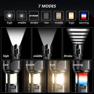 Ліхтар KZK LED Перезаряджуваний 500 000 Люмен, Надзвичайно Яскравий З можливістю Зміни масштабу з Робочим Ліхтарем COB 360, IP67 Водонепроникний, 7 Режимів, Міцна Лампа для Кемпінгу, Риболовлі, Надзвичайних Ситуацій, Відкритий synthetic.ua - Фото 1