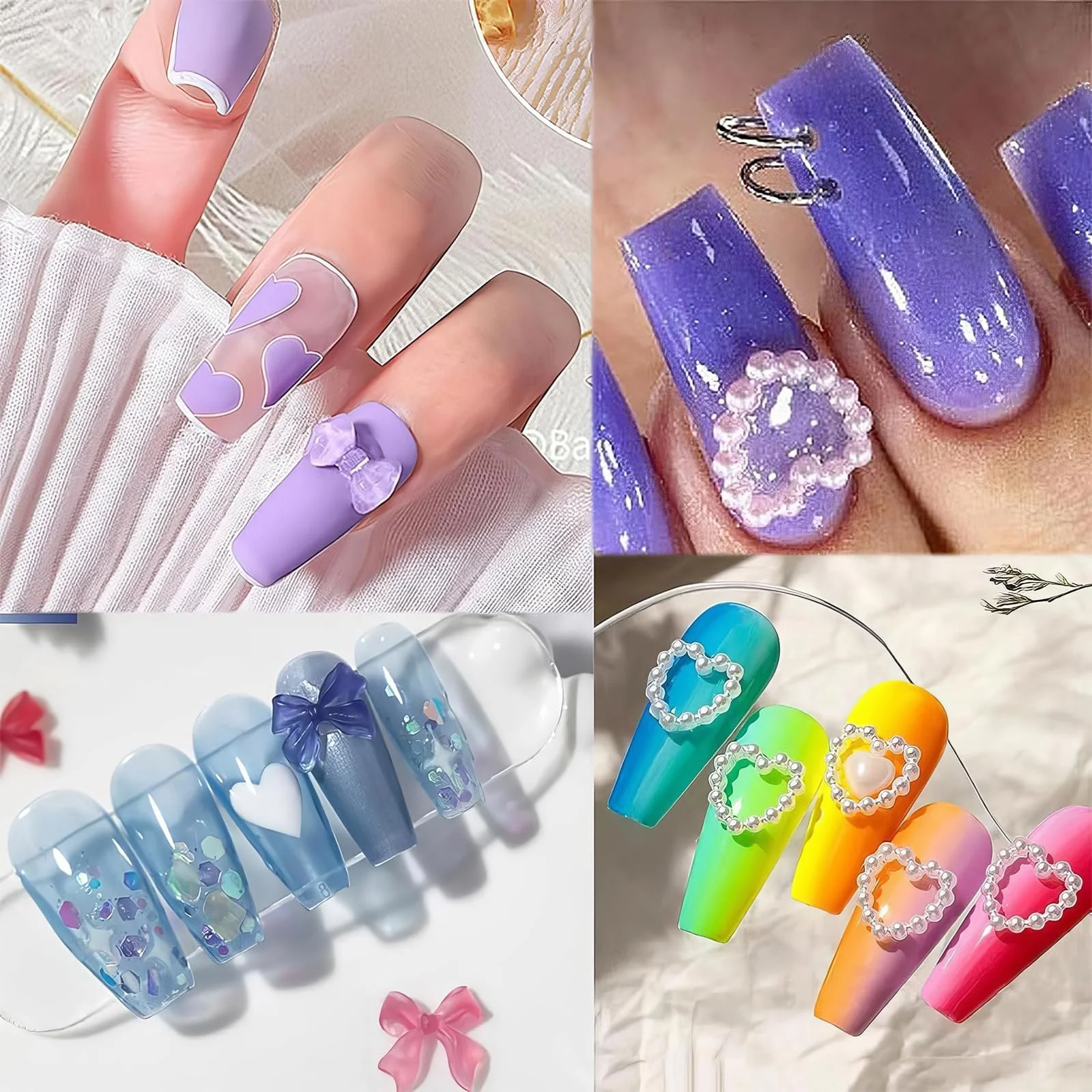 3D Прикраса для нігтів Серце ведмедик метелик квітка стрази 150 шт, фото №6