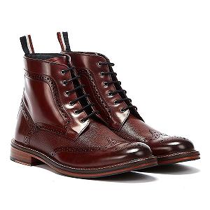 Ботинки Ben Sherman Alfred Brogue Мужские Красная Кожа - Фото 1
