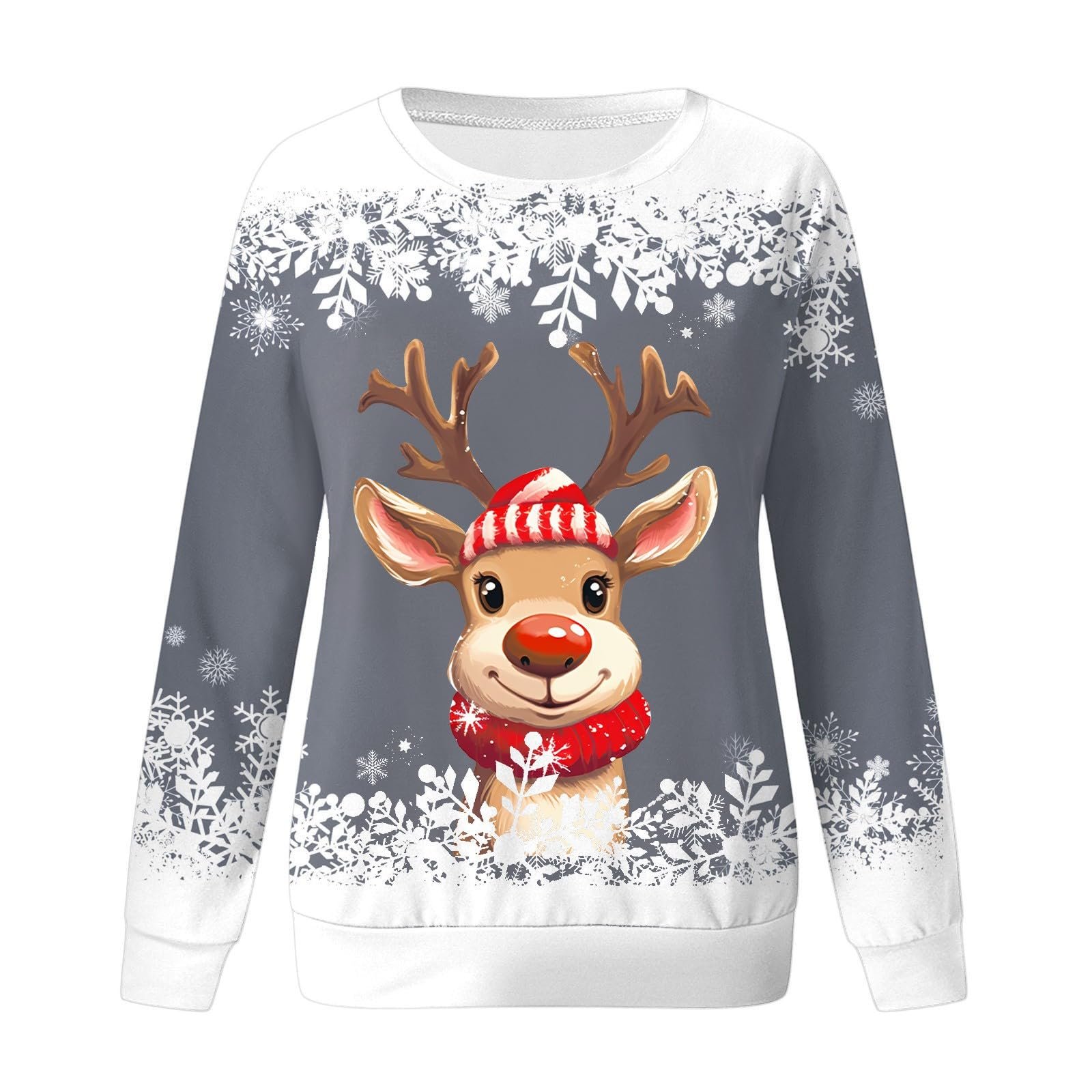 Женский Свитер Generisch Рождественский, С Оленьим Принтом, Длинные Рукава, фото №2
