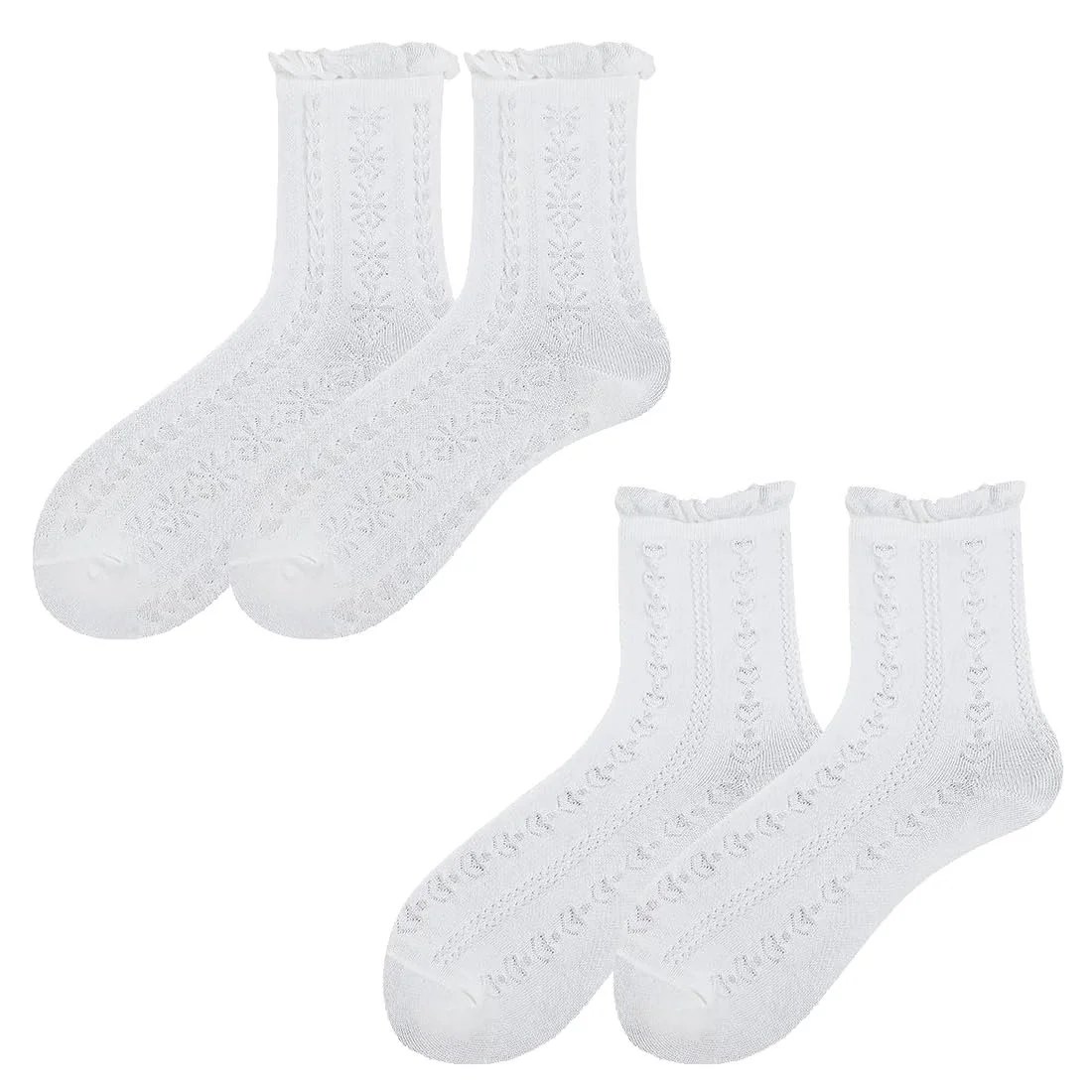 Шкарпетки з рюшами Білі, Бавовна, Мереживний ажурний візерунок, фото №1 Шкарпетки з рюшами Білі, Бавовна, Мереживний ажурний візерунок, фото №1