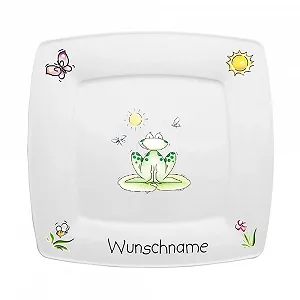 Детская Тарелка Doriantrade Квадратная для Завтрака Фарфор Лягушка - Фото 1