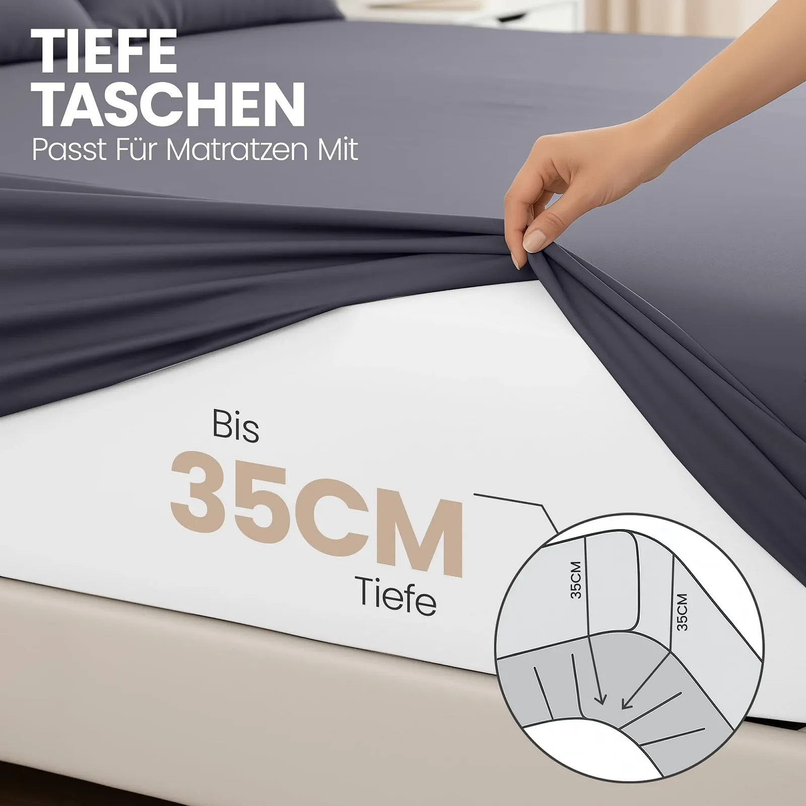 Простынь на резинке Utopia Bedding 90 x 200 см Серый, фото №4