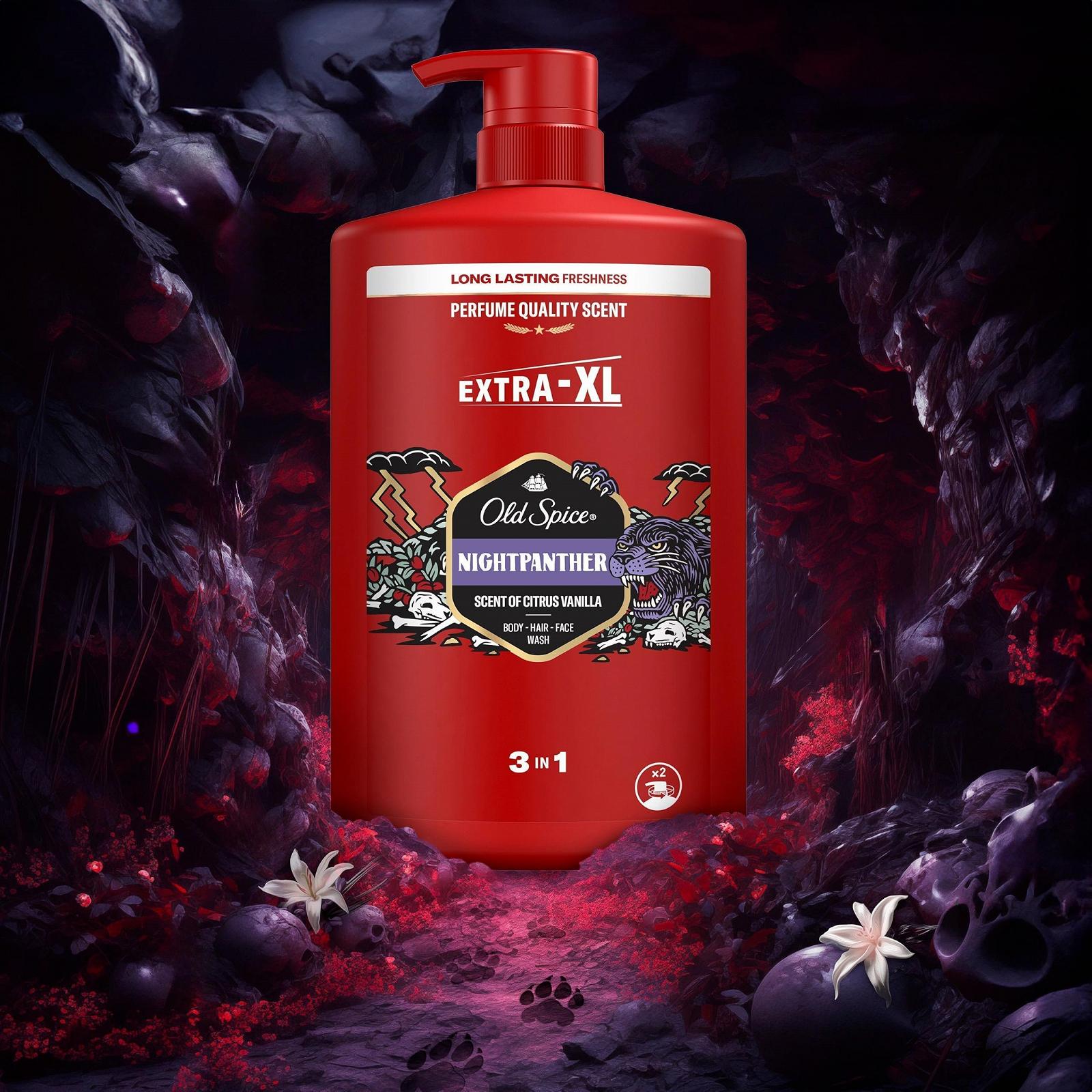 Гель для душу та шампунь для чоловіків Old Spice Night Panther 3-in-1 для волосся, обличчя та тіла 1000 мл, фото №7