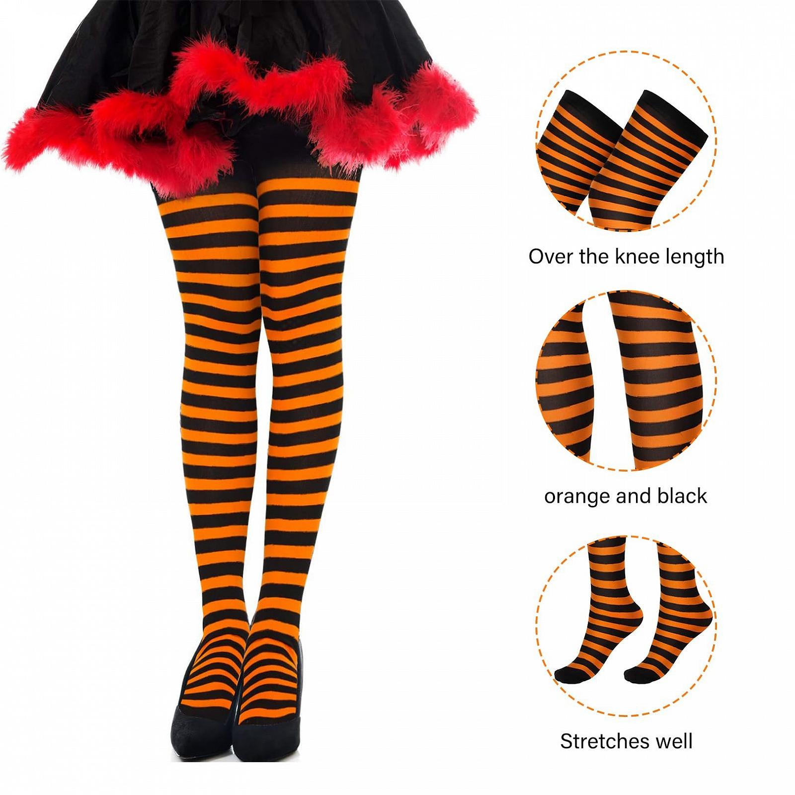 2 пары гольфов выше колен на Хэллоуин, женские длинные полосатые носки, гольфы выше колен, гольфы до колен, женские очень длинные носки, высокие носки для сапог для женщин и девушек, фото №5