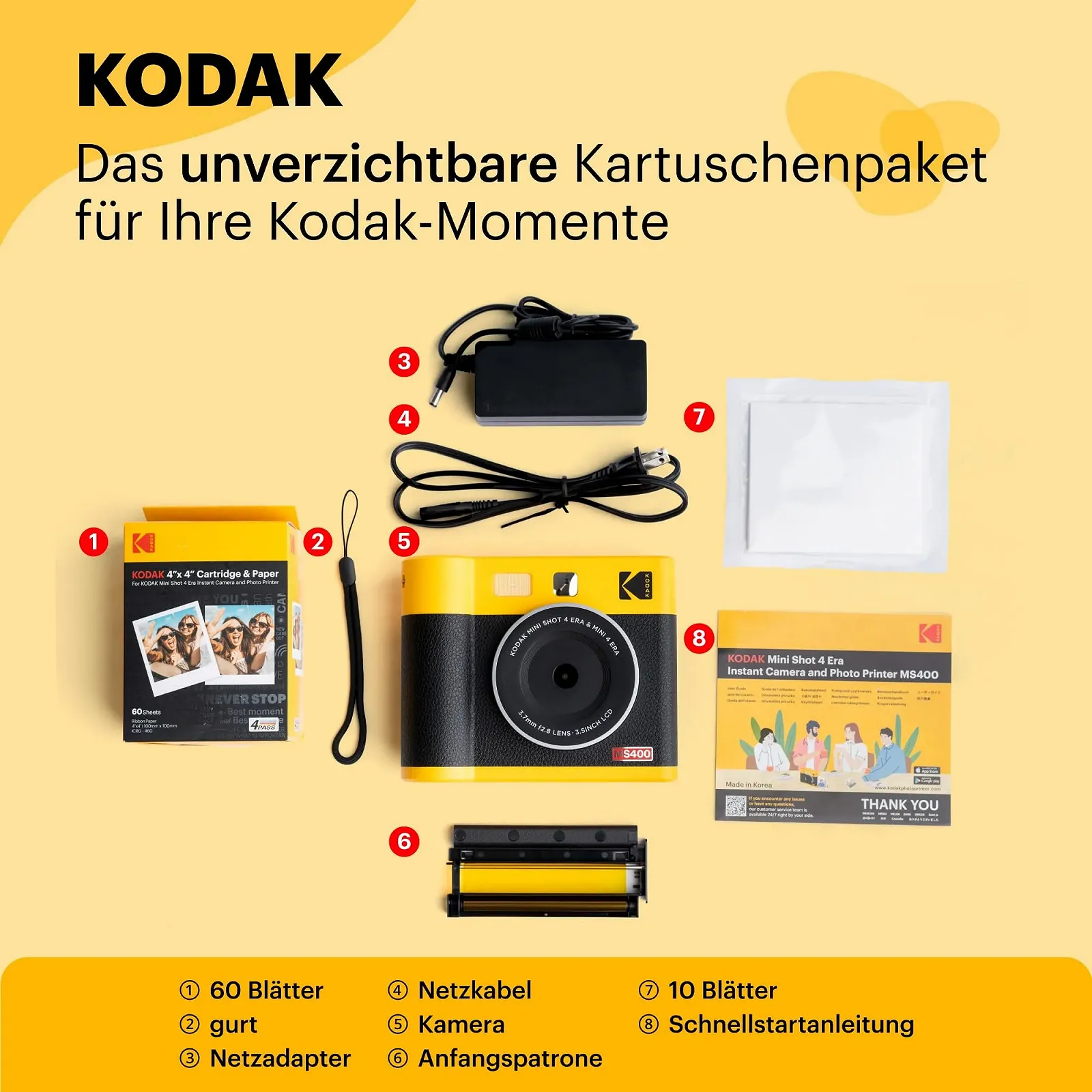 Фотокамера мгновенной печати и фотопринтер 2-в-1 KODAK Mini Shot 4 ERA 4PASS 10 x 10 см + 10 Sheets + 60-Sheet Cartridge Black, фото №3