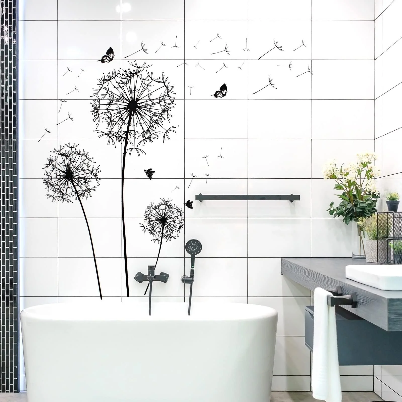 Наклейка на стіну WandSticker4U Dandelion Flower 3D Butterfly Black, фото №4 Наклейка на стіну WandSticker4U Dandelion Flower 3D Butterfly Black, фото №4