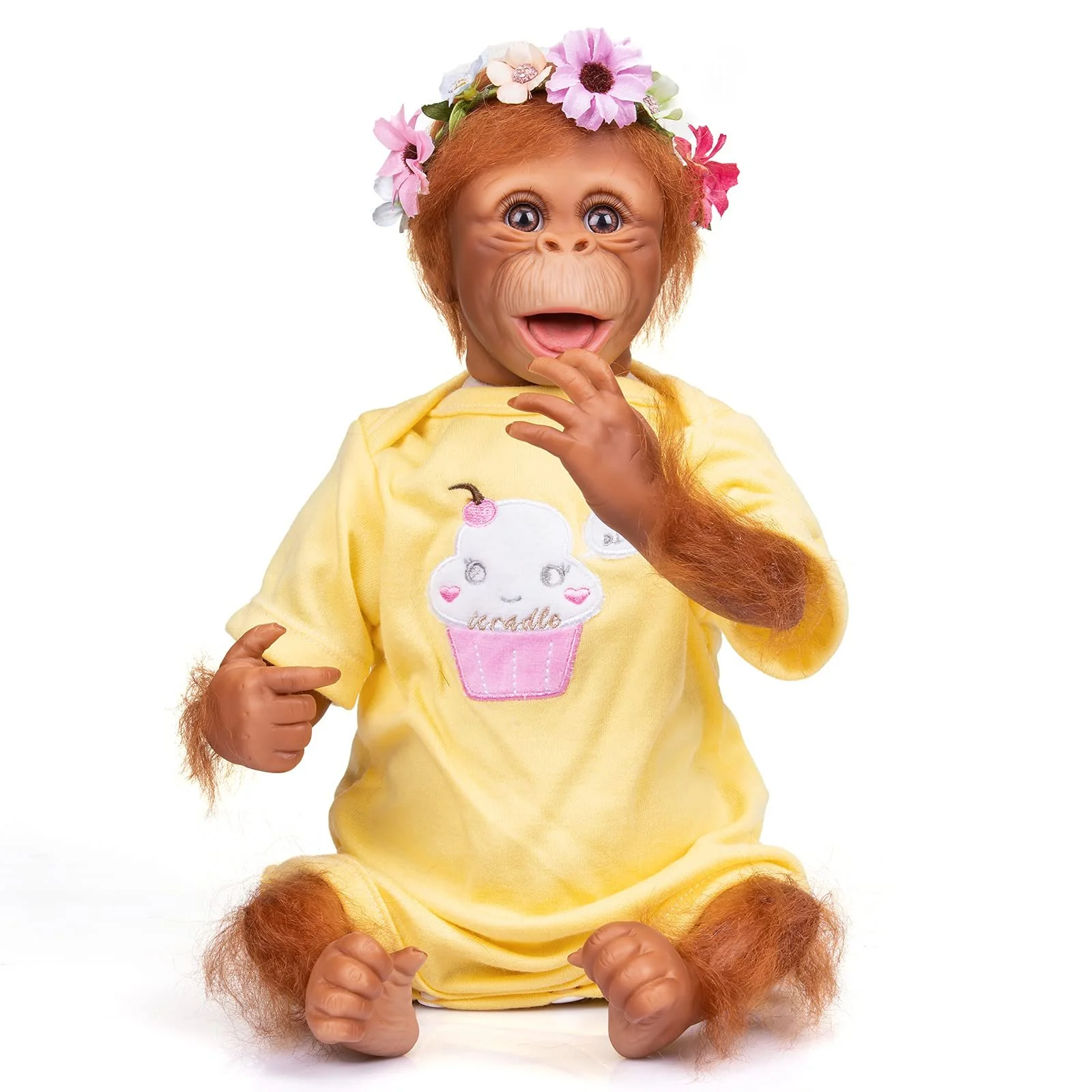 Лялька iCradle Realistic Reborn Monkey 18-дюймовий Реалістичний Орангутан М'який Силіконовий Вініль Тіло Фіброве Волосся, фото №1
