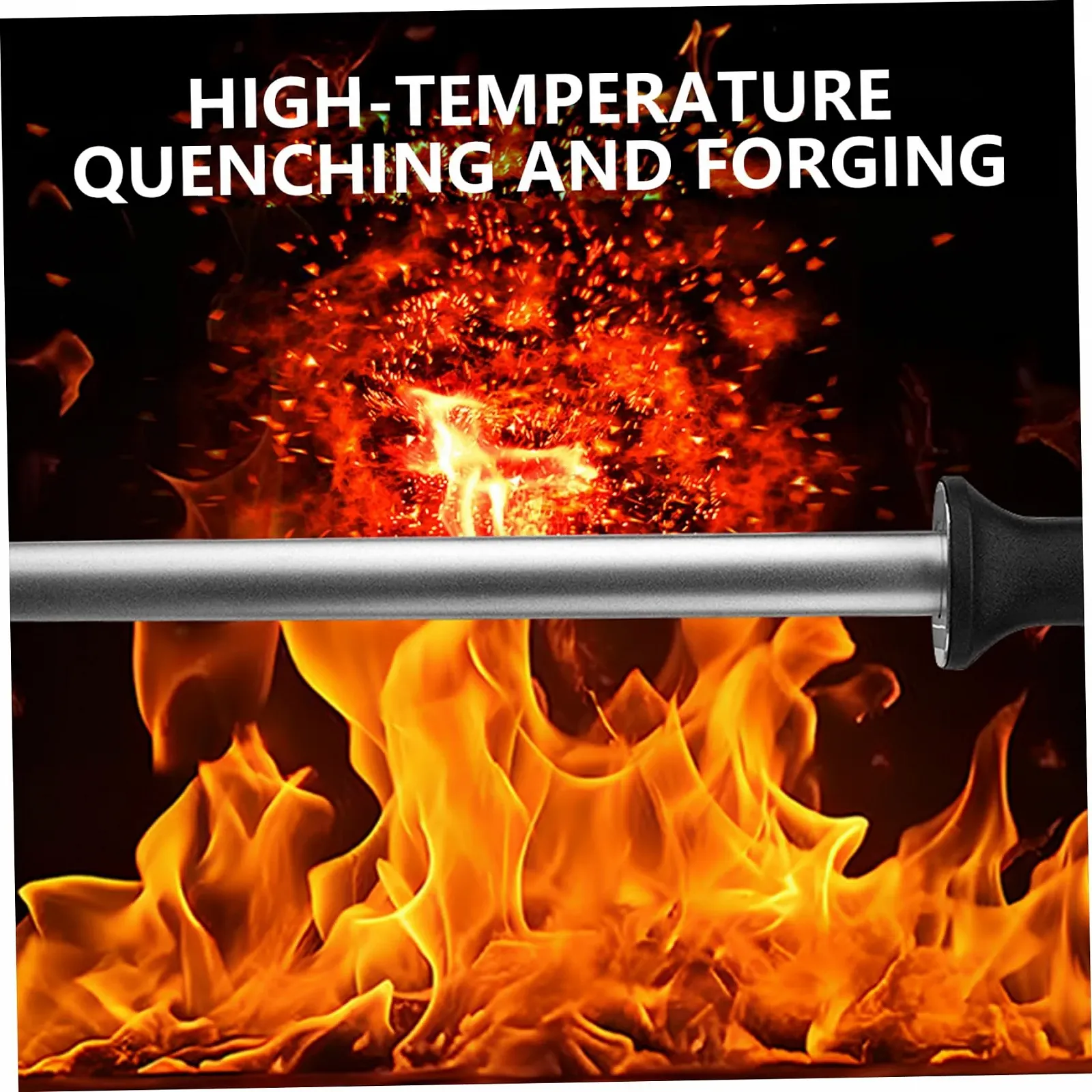 Мусат для ножів 10 дюймів (25,4 см) алмазний з нековзною ручкою для кухні та полювання, фото №3