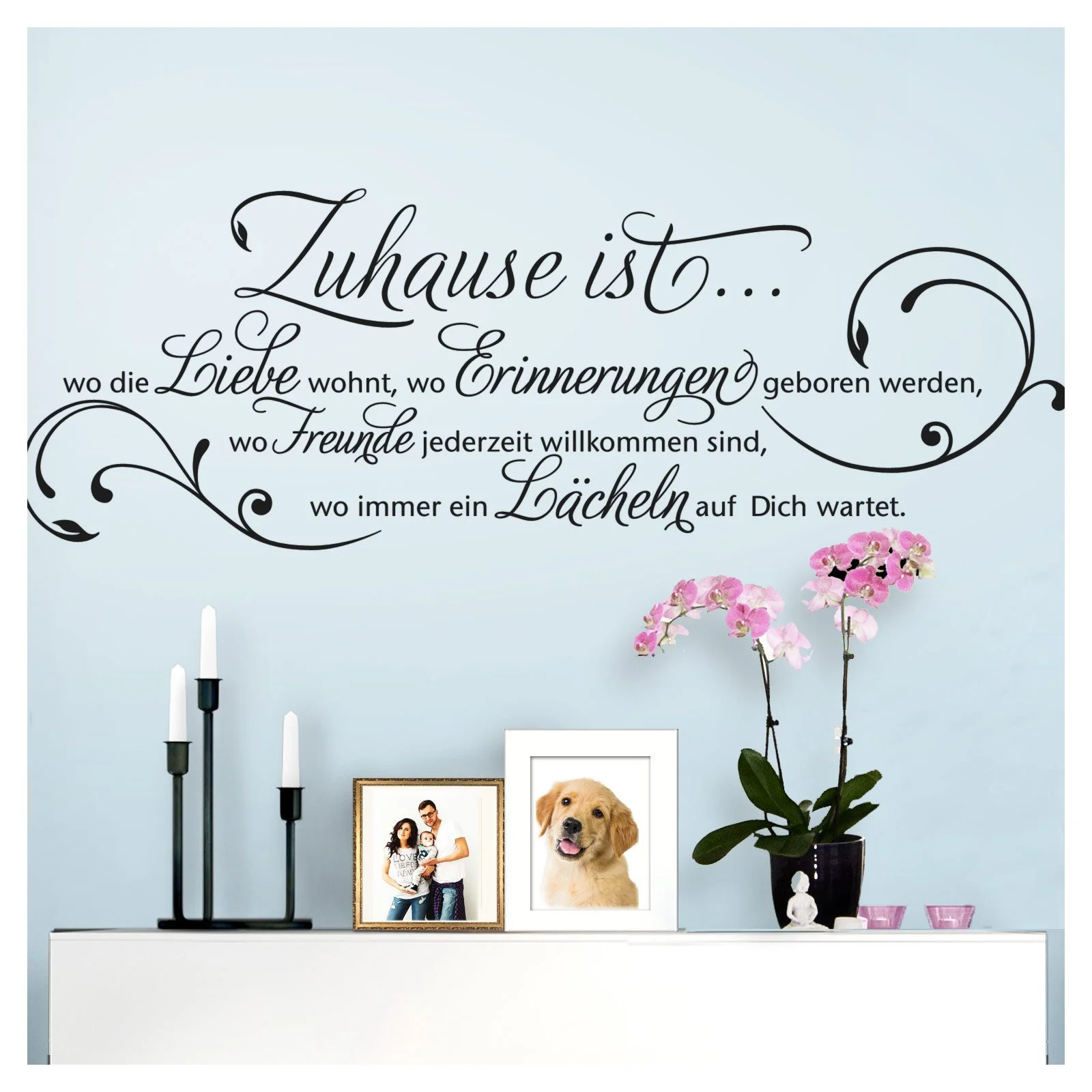 Наклейка на стену Grandora W942 Цитата "Zuhause ist wo die Liebe wohnt" 120 x 42 см Черная, фото №1