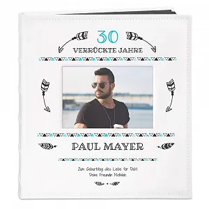 Фотоальбом Maverton для DIY с вырезом для фотографий - на 240 фотографий 10 x 15 - 60 черных страниц - размер 33 x 30 см - белый - Фото 1