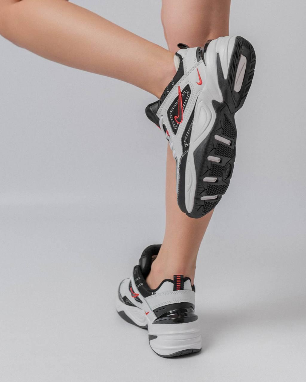 Женские кроссовки Nike M2K Tekno Premium черно белые кожаные кросы найк текно демисезонная обувь, фото №6