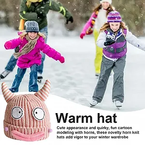 В'язана шапка з ріжками Horn, Тепла зимова дитяча synthetic.ua - Фото 1