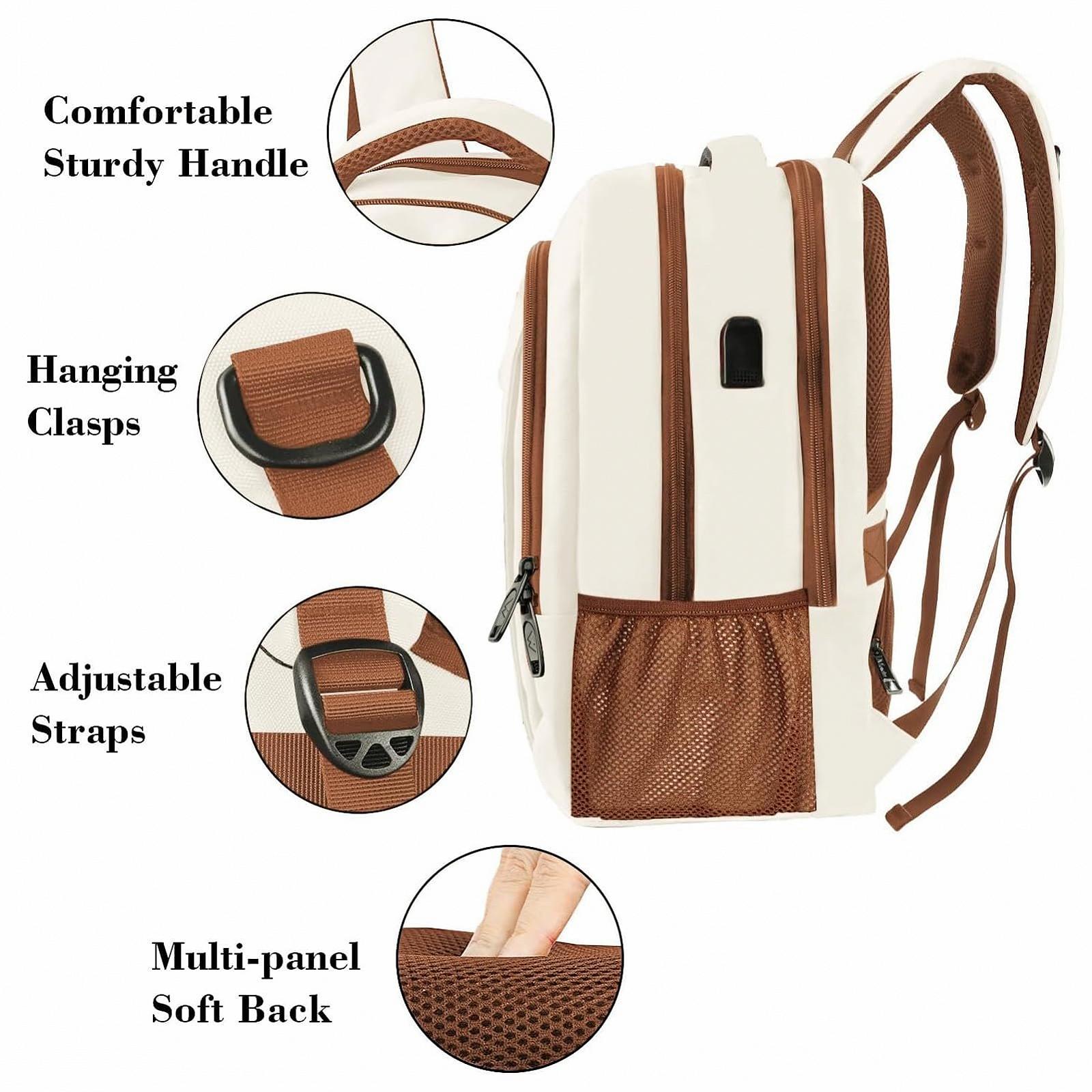 Рюкзак для ноутбука MATEIN Business Laptop Backpack 15.6 Inch з USB-портом водовідштовхувальний Бежево-коричневий, фото №5 Рюкзак для ноутбука MATEIN Business Laptop Backpack 15.6 Inch з USB-портом водовідштовхувальний Бежево-коричневий, фото №5