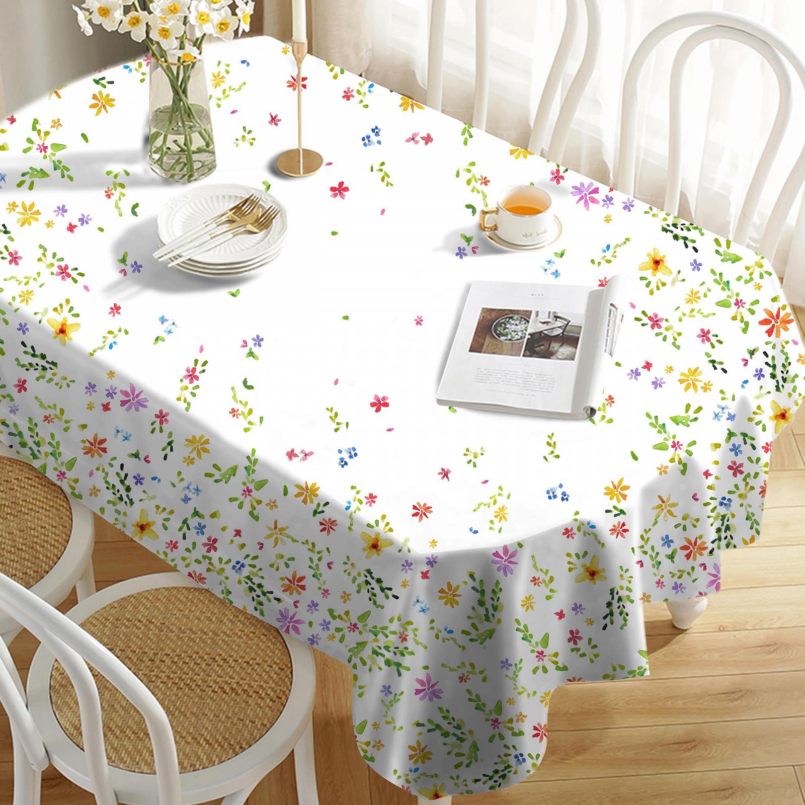 Скатертина Yighty Floral Oval Spring Watercolor Flower Country Style Polyester Waterproof, фото №3