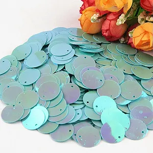 Блёстки Круглые Рассыпные 20 мм 20 г голубые - Фото 1