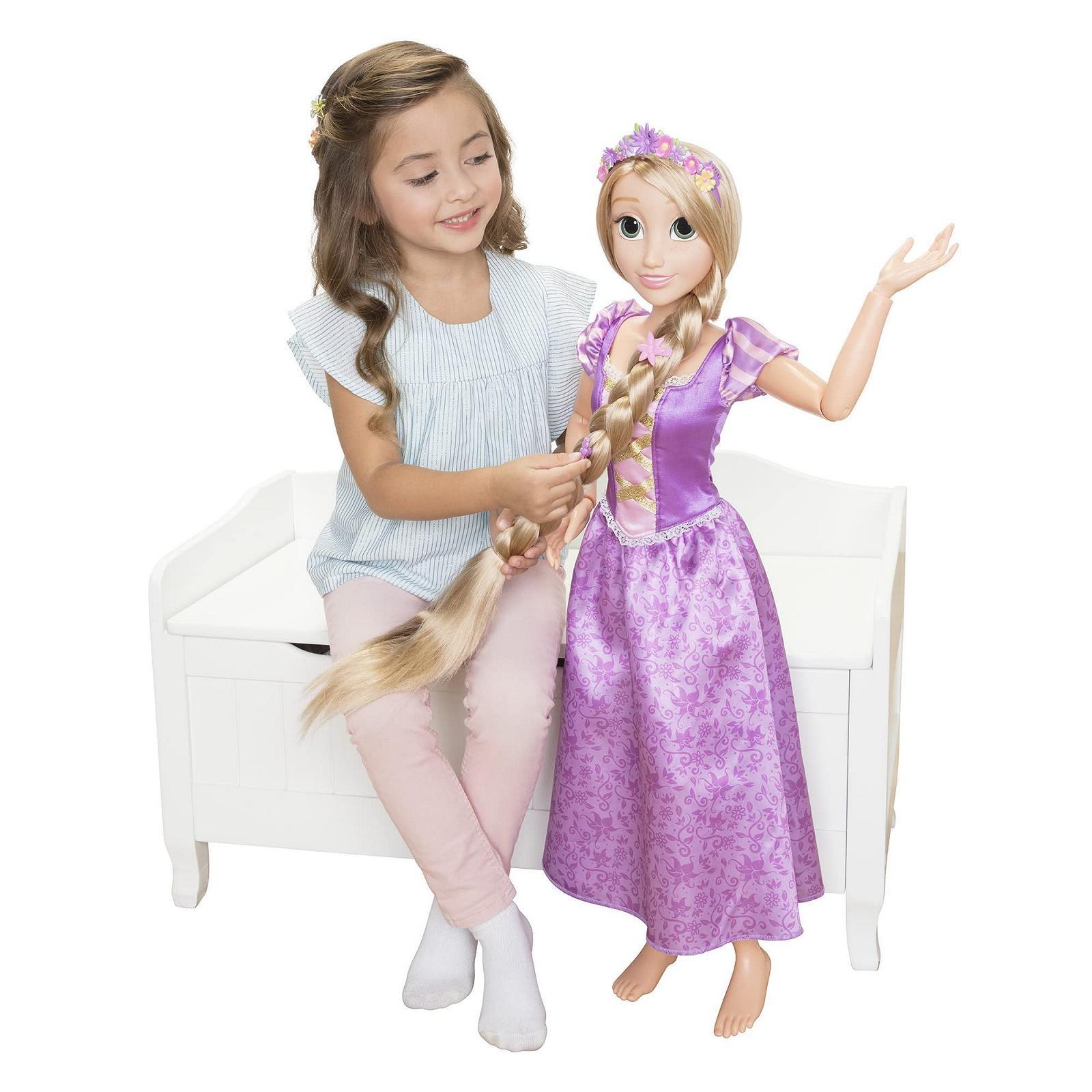 Лялька Disney Princess Рапунцель, 81 см, рухома лялька My Size Articulated у фіолетовій сукні, з гребінцем для розчісування довгого золотого волосся, квітковою гірляндою, пов'язкою на голову та шпильками, фото №5