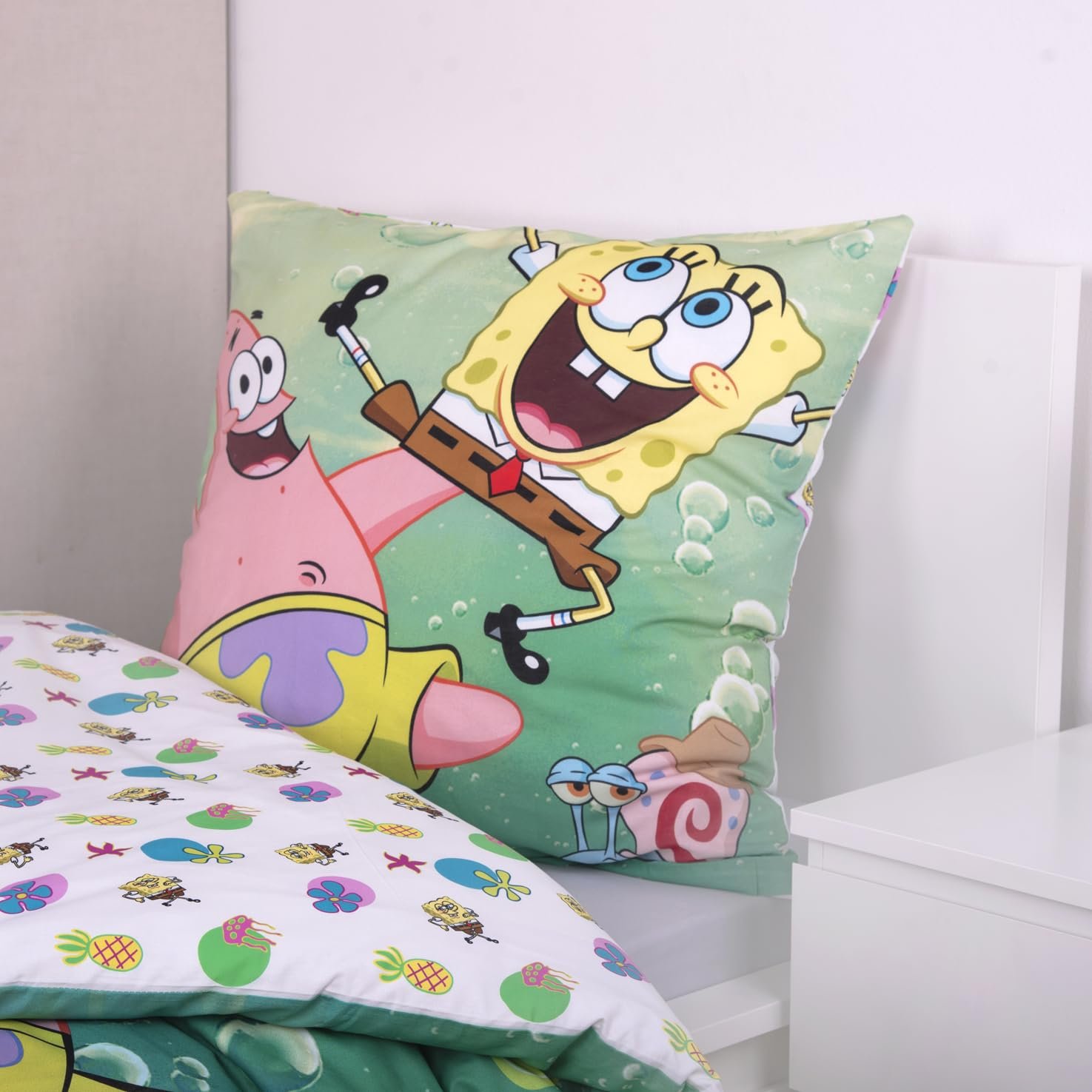 Постільна білизна Herding SpongeBob Squarepants, наволочка 80 x 80 см з двостороннім малюнком, підковдра 135 x 200 см, на блискавці, 100% бавовна/рефорсе, різнокольоровий, фото №6